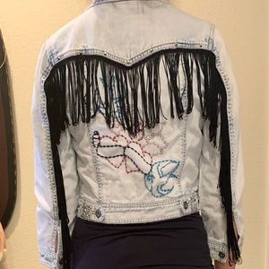 River Island denim fringe jacket